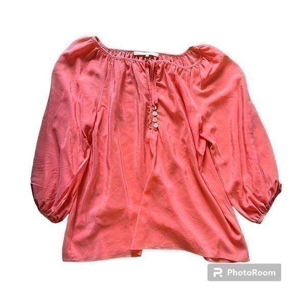 Hutch Anthropologie 100% silk salmon colored blouse - Picture 1 of 7